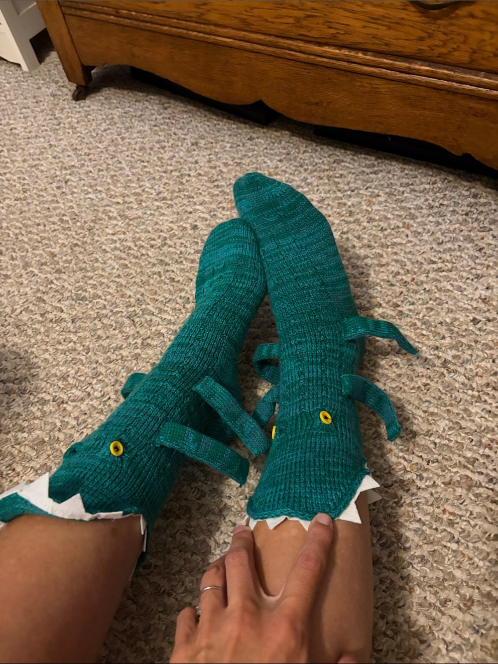 Teal Crocodile Knee-High Socks